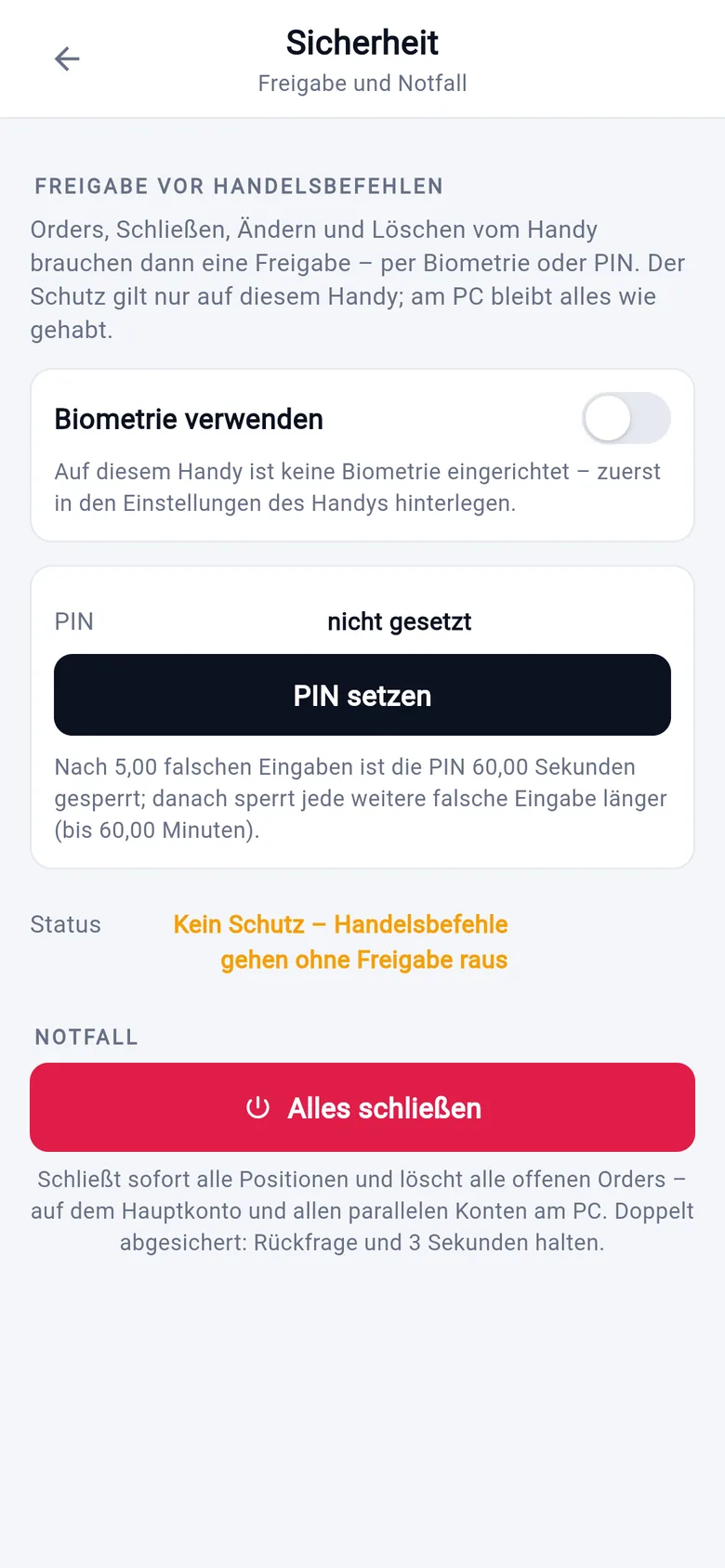 Подтверждение биометрией или PIN
